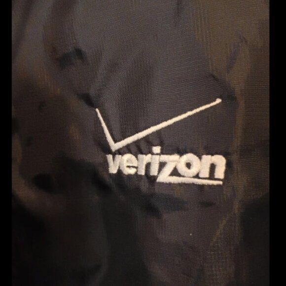 Verizon Wireless Blue 1/4 Zip Up Medium Rain Windbreaker Hooded Jacket Dunbrooke - Picture 8 of 11